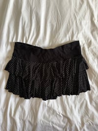 Image 7 of Vintage Y2K black polka dot mini ruffle rara skirt 