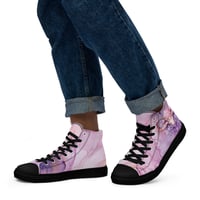 Image 4 of Beautiful Pink Baphomet Goat Watercolor Men’s High Top Canvas Shoes