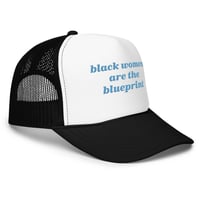 Image 1 of BLACK HISTORY MONTH TRUCKER HAT IN BLACK/ WHITE / BLACK