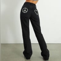 Image 1 of PacSun Eco Peace & Love High Waisted Bootcut Jeans