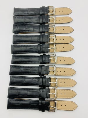 Image of LOTS OF 5 & 10 X CROC LEATHER GENTS WATCH STRAPS,18mm/20mm,BLACK,BROWN,ORANGE,TOP QUALITY,NEW.