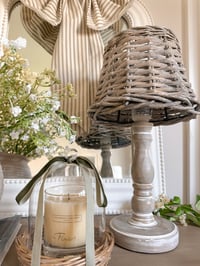 Image 1 of Wicker Lamp & Wooden Stand
