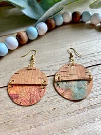 Image 2 of Faux Cork Split Disc Earrings