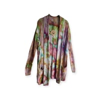 Image 1 of S Sweater Cardigan w/ Pockets in Muted Jewel Ice Dye