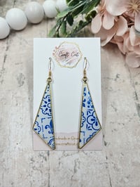 Long Geometric Tile Polymer Clay Earrings