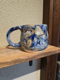 Image 1 of Blue Mug with Blue Vines and Gold Lustre