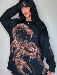 Image 3 of “SCORPION QUEEN” BLEACH PAINTED LONG SLEEVE T-SHIRT LARGE