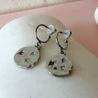 Image 5 of Multi coloured glass Nugget Stainless Steel Half Hoops