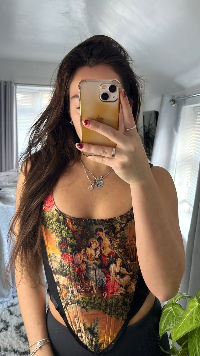 faux silk French Tapestry corset 