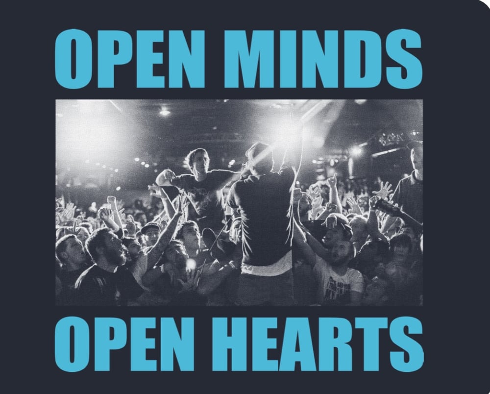 Open Minds Open Hearts shirt (Baby blue tour press) 