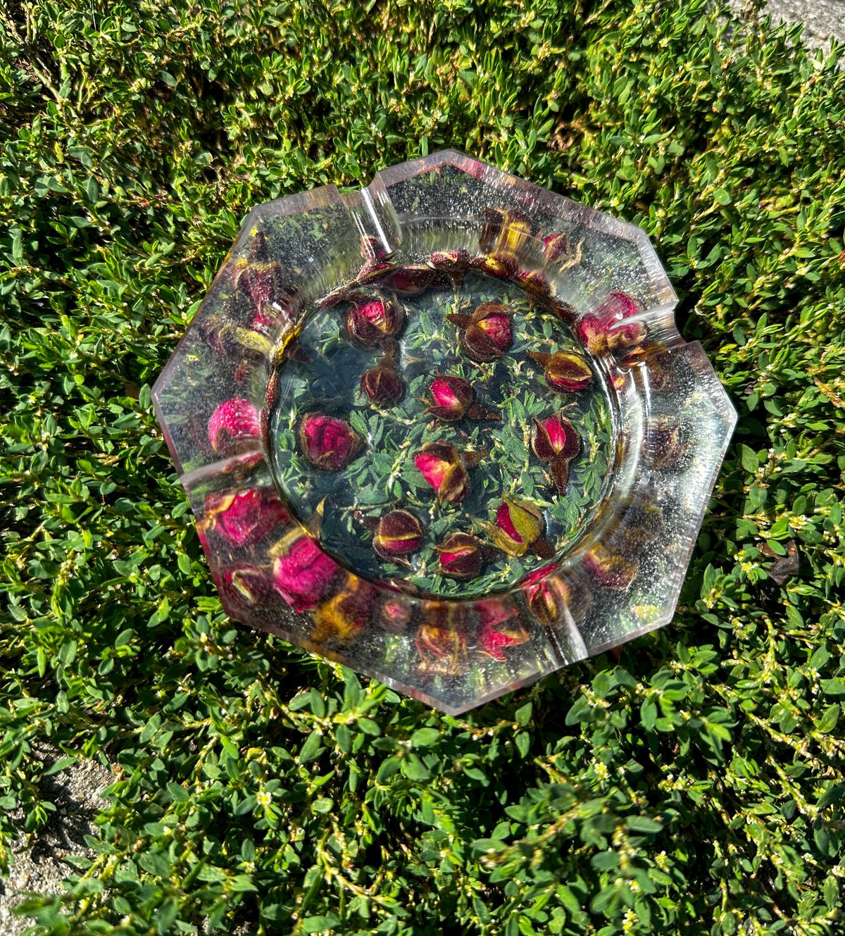 Dried Rose Resin Ashtray 