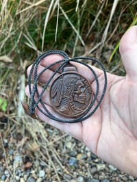 Image 3 of Hobo Nickel in Lignum vitae wood. 