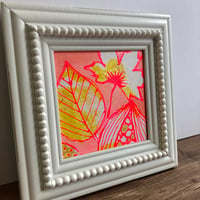 Image 2 of Framed Mixed Media Wall Art, Coral, Yellow and Fluorescent Pink,  6.5 x 6.5 Inch Frame 