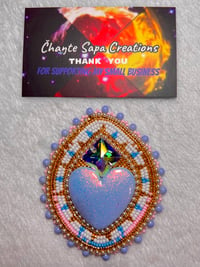 Image 6 of Hand Polished Blue Heart Beaded Popsocket 