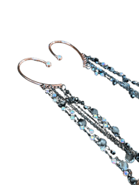 Image 3 of Black Shore Seashell Bling Feather Ear Cuffs 