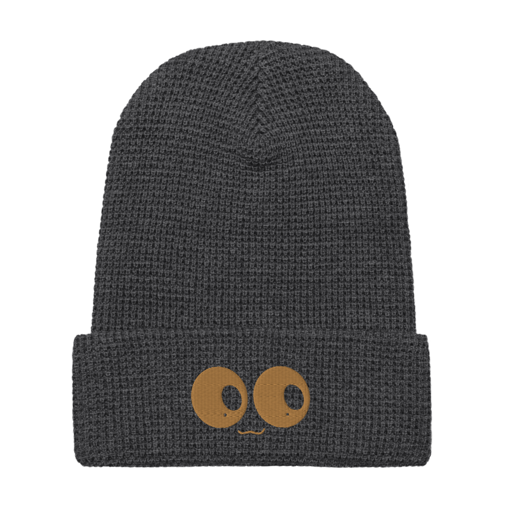 Image of ghost eyes embroidered waffle beanie • multiple colors