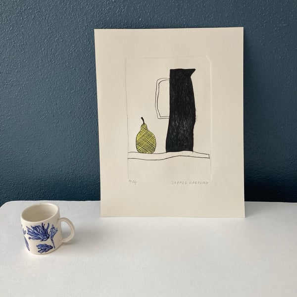 Image of Pear and Tall Jug drypoint etching 
