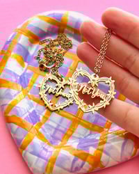 Image 1 of BARBED WIRE HEART PLATE NECKLACES