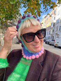 Image 7 of Sofie And Iris Striped Dark and Blue, Pink, Blue and Turquoise Mohair Balaclava