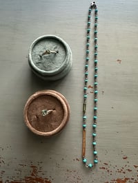 Image 5 of faceted Tibetan turquoise necklace with 14k gold bar pendant by peaces of indigo