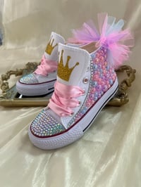 Image 2 of Toddler girl Kids bling pearl canvas shoes