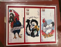 Image 1 of Belzel Vtg Flash Sheet Chickens!  2000’s laminated