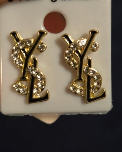 Image of High Fashion Earrings (Gold & Black)