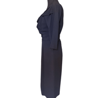 Image 3 of Vintage 1950s Dorothy O’Hara Black Draped Twist Collar Cocktail Sheath Dress Rare- Women’s Small