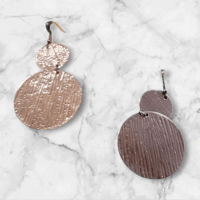 Earrings - silver, wood grain texture