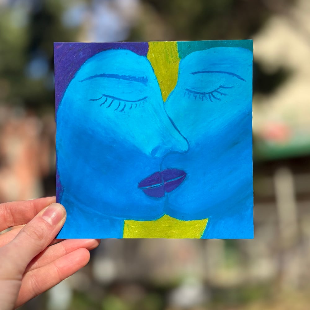 Image of blue lovers 5x5 mini art print