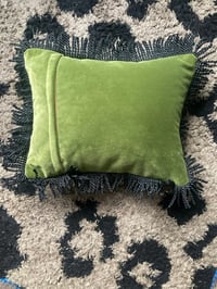 Image 9 of Green velvet swallow cushion