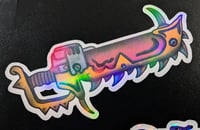 Image 2 of "chainsword" holographic vinyl sticker