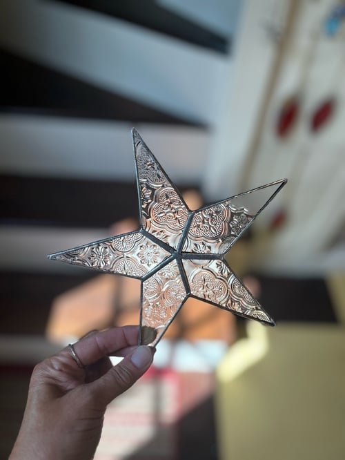 Image of Clear Vintage Star- stained glass