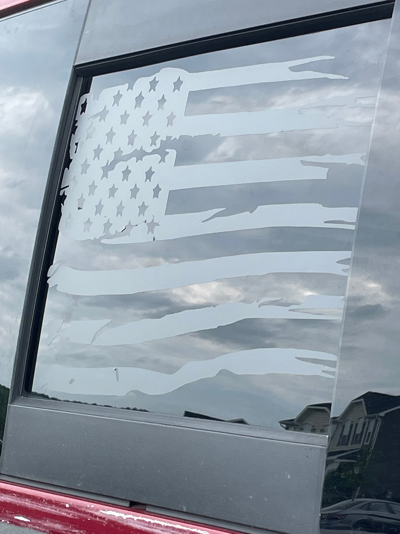 20092018 Distressed Flag Sliding Window Decal Blacked Out Designs