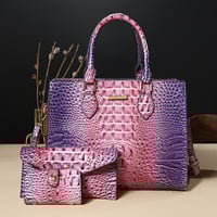 Image 1 of 3pcs Set Crocodile Print Tote Bag - Large Capacity, Women'S Fashion Handbag, Shoulder Bag And Purse