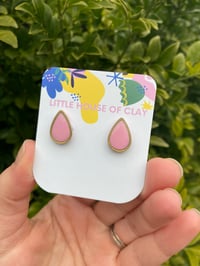 Image 2 of TEARDROP STUDS - Pink