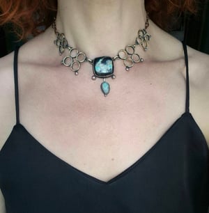 Bullet casings black and blue necklace 