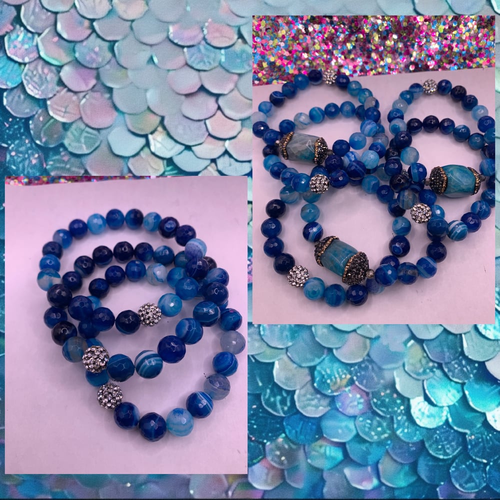 Image of Blue Jazz Beaded Bracelet set
