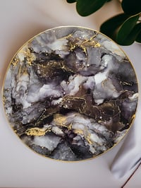 Image 1 of 14" Lazy Susan Turntable Epoxy Resin Art 'The Page of Pentacles'