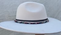 Image 2 of Off White Fedora Hat Leather & Multi Print Banda