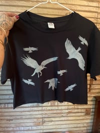 Image 1 of White cropped crow tee size small