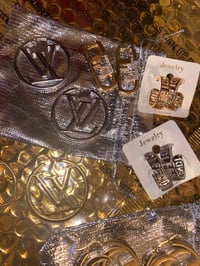 Image 2 of Designer Alternative Brass Hoop Earrings 