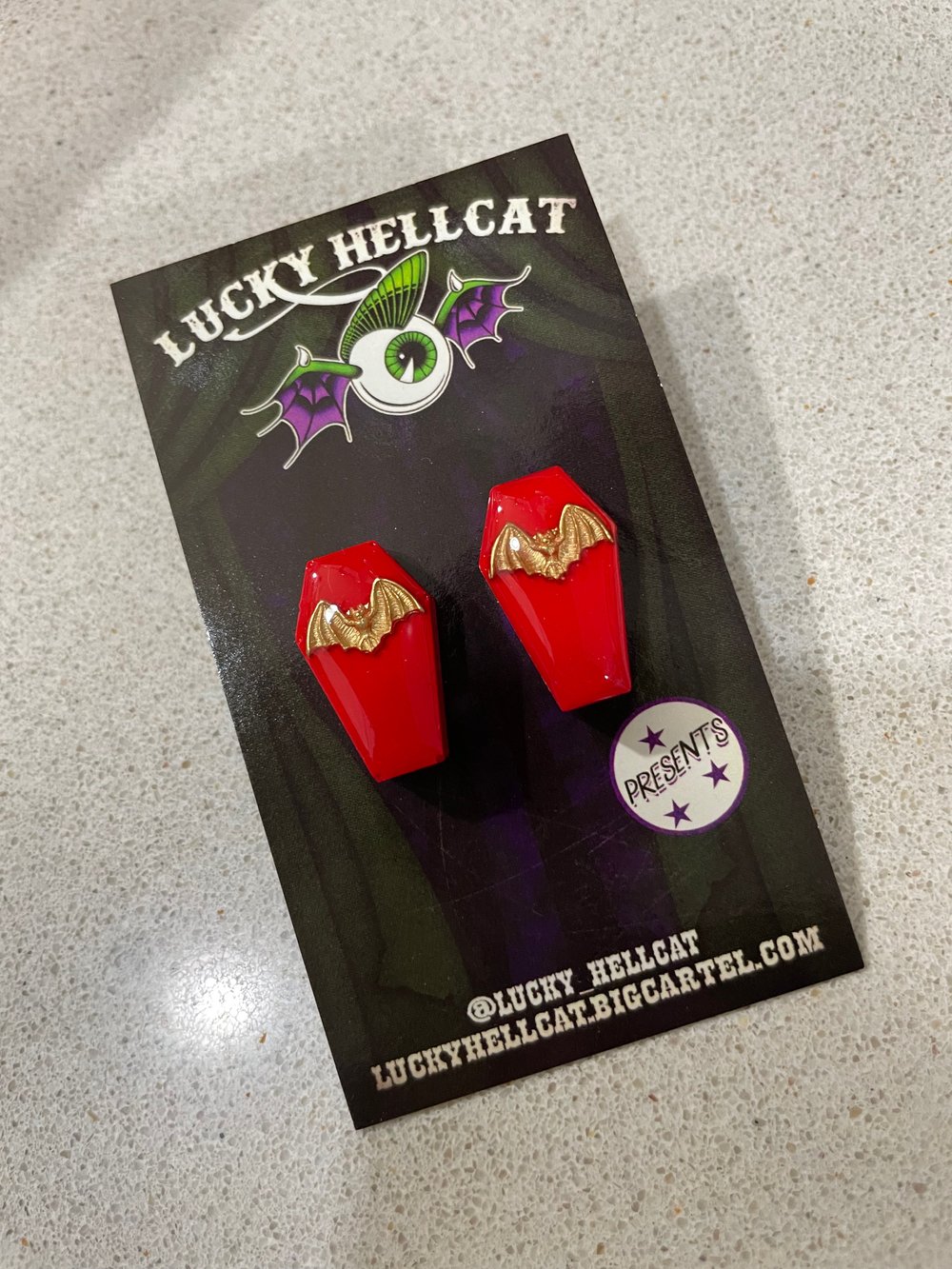 Select Small Bat Coffin Earrings 