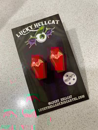 Image 2 of Select Small Bat Coffin Earrings 