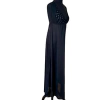 Image 6 of Vintage 70s Black & Gold Maxi Gown by Flair Lingerie Dianne Keesee  Size Small 