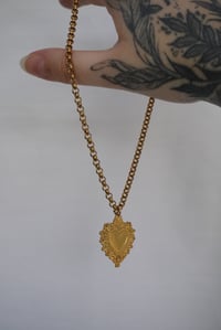 Image 4 of Sacred Heart Necklace (Gold)