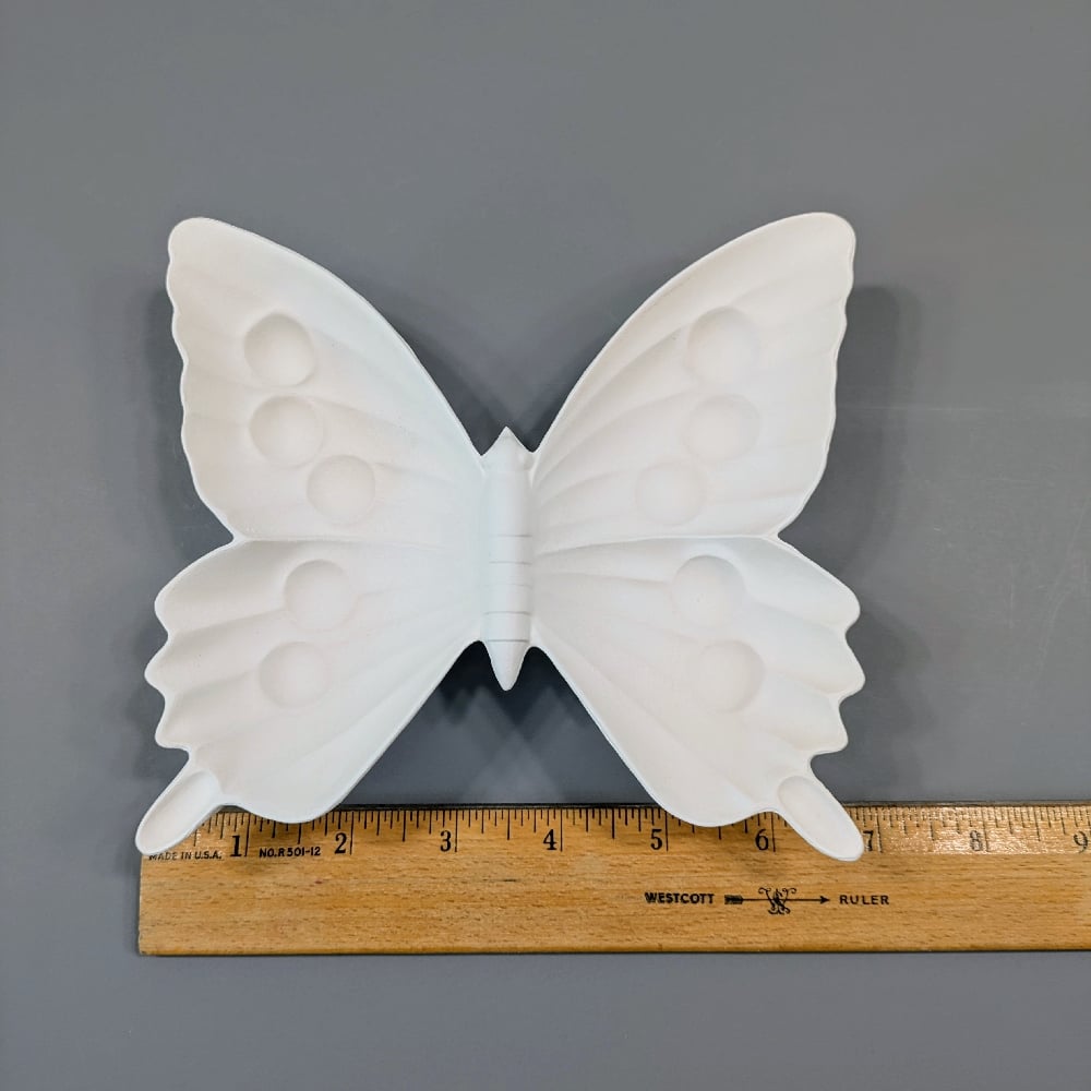 Image of Ceramic Bisque Butterfly Embossed Tray Ready to Paint
