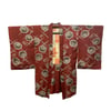 Antique Silk Haori (Reddish Brown & Abstract Flowers)