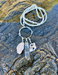 Image 2 of Oceanic Talisman Silver Shell and Clear quartz necklace