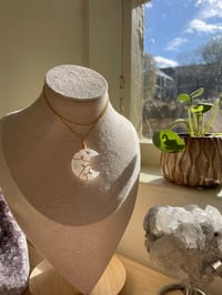 Image 2 of Gold Clear Quartz Moon Necklace